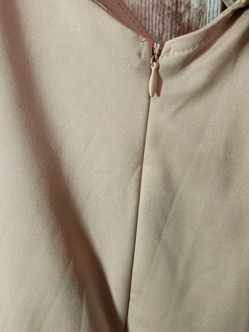 Nude Beige One-Shoulder Asymmetrical Ruffle Wide-Leg Jumpsuit Size Large